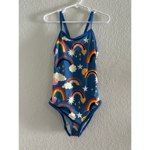 Hanna Andersson Other - Hanna Andersson Girls size 8 Swim Suit Blue with Rainbows